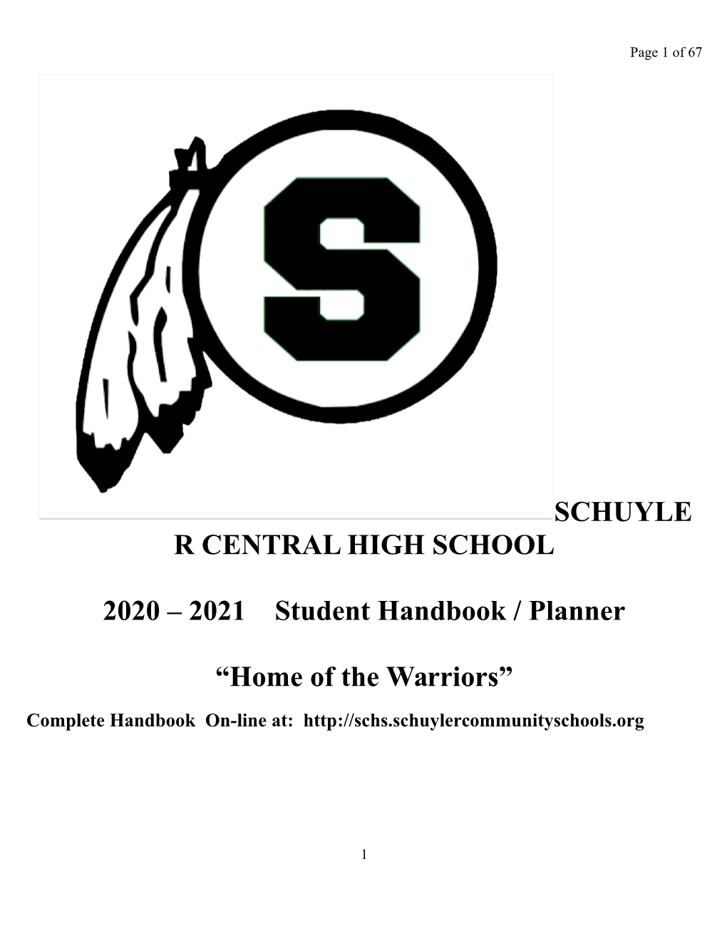 SCHUYLE R CENTRAL HIGH SCHOOL 2020 – 2021 Student