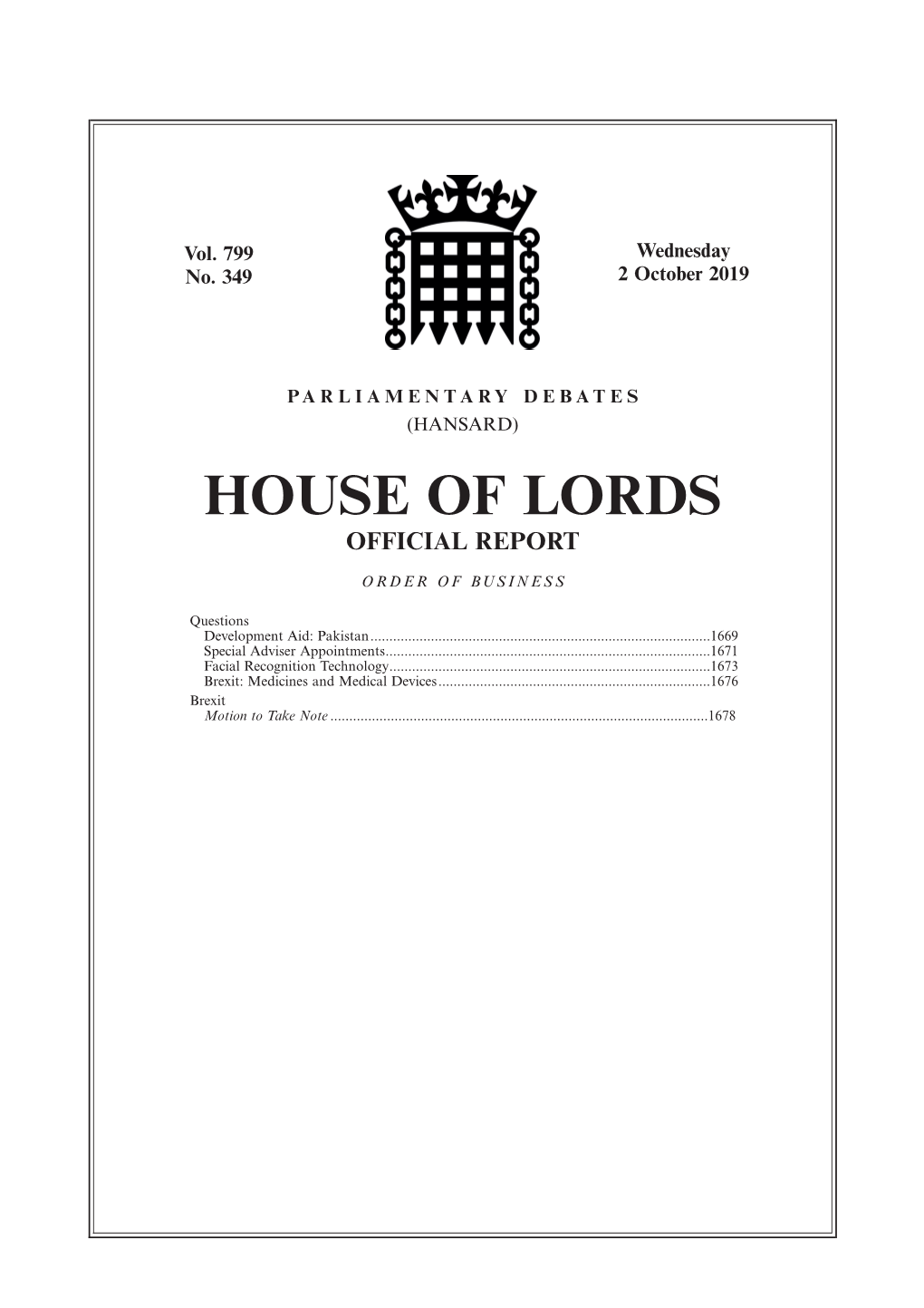 House of Lords Official Report