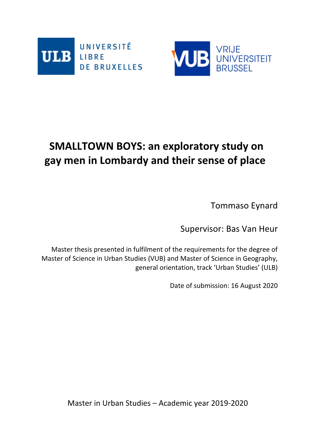 An Exploratory Study on Gay Men in Lombardy and Their Sense of Place