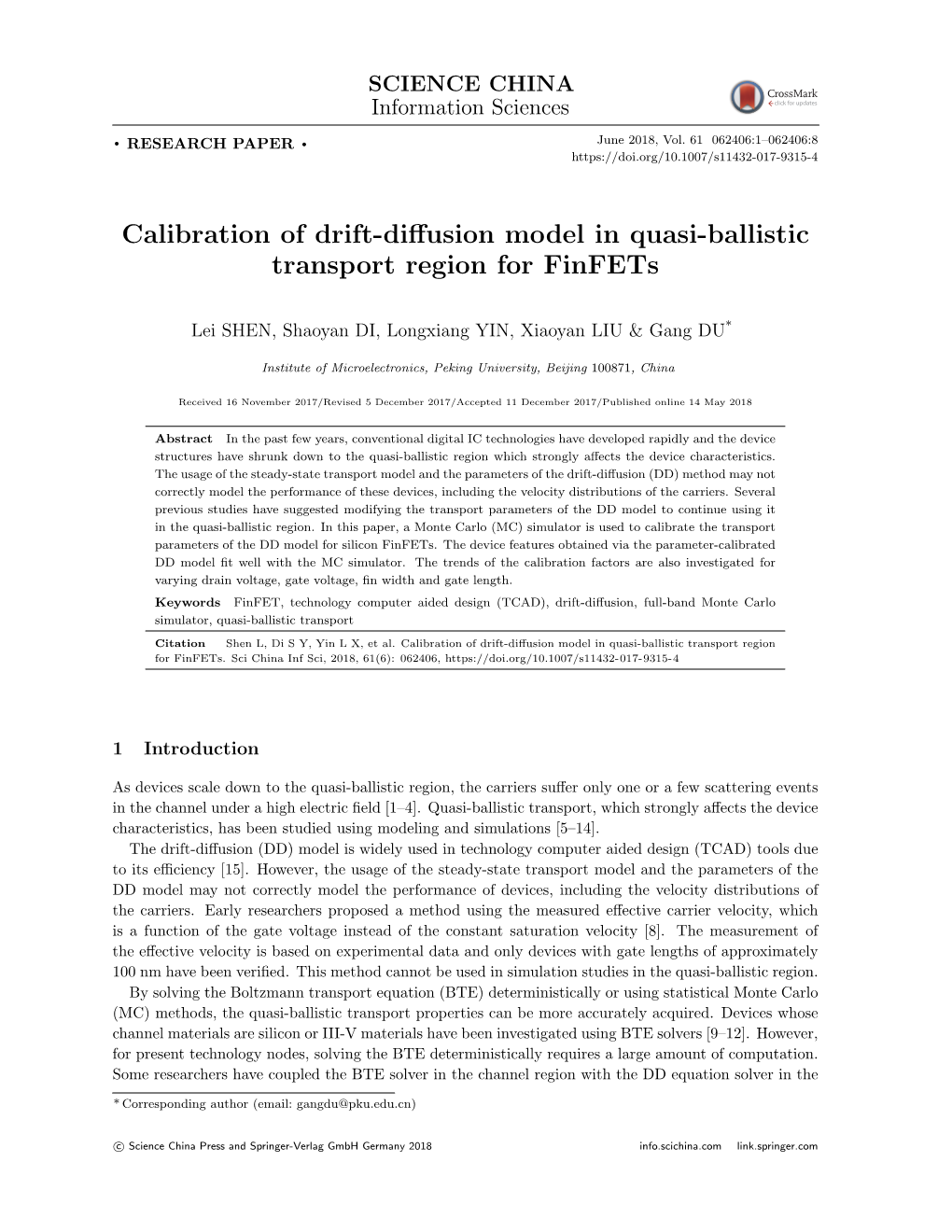 Calibration of Drift-Diffusion Model in Quasi-Ballistic Transport Region For