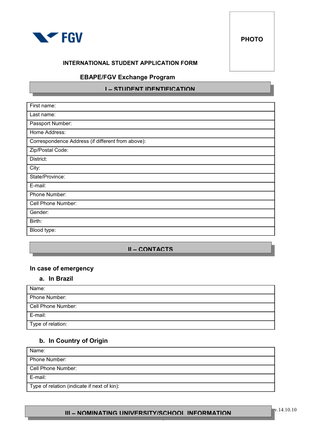 EBAPE/FGV Exchange Program