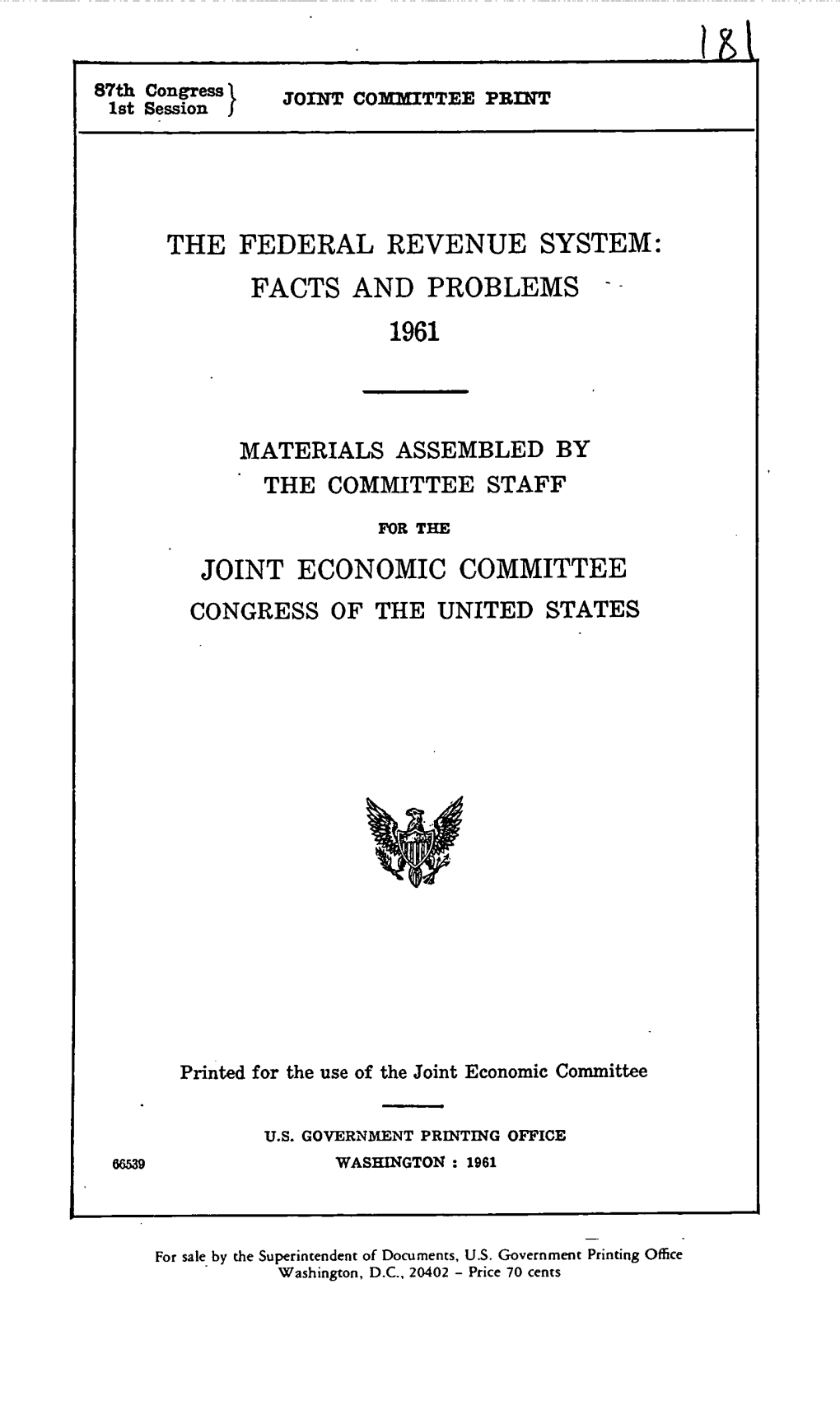 The Federal Revenue System: Facts and Problems -- 1961