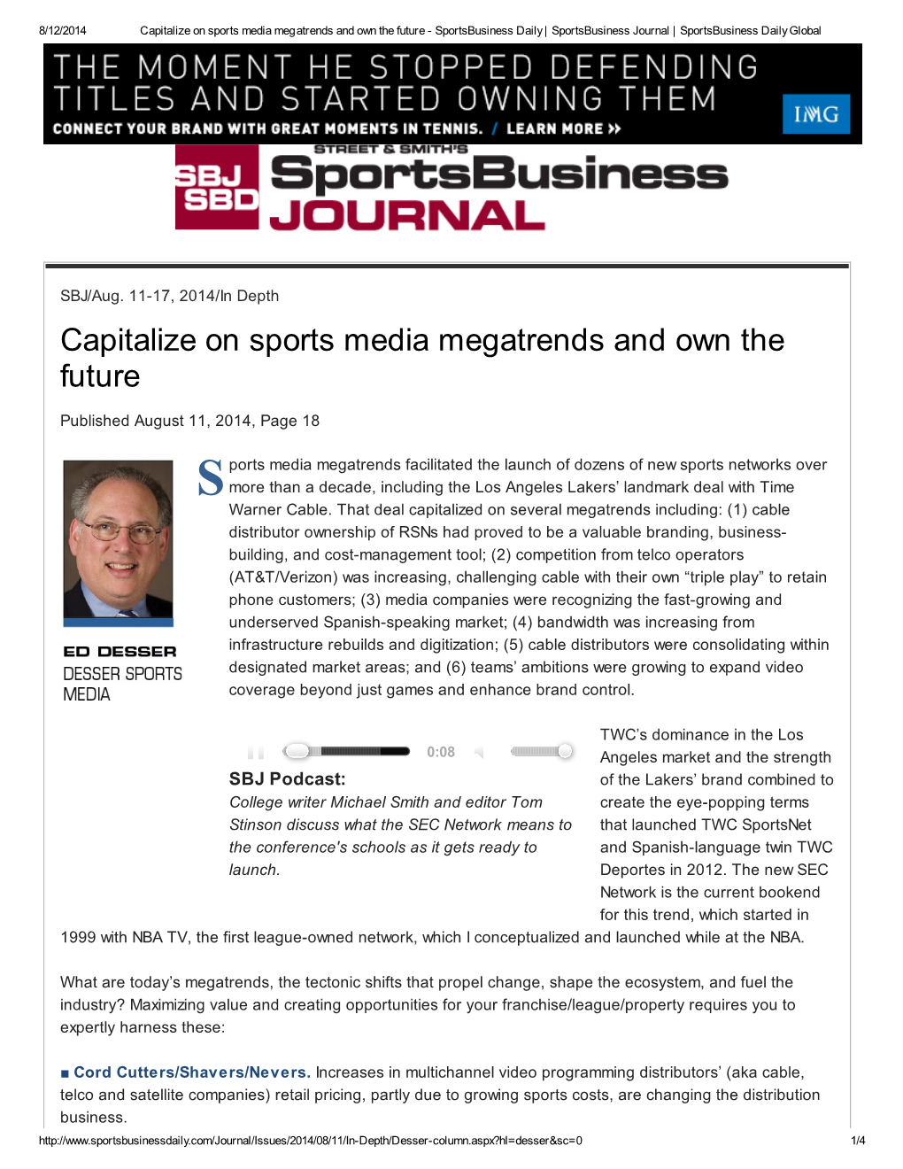 Capitalize on Sports Media Megatrends and Own the Future - Sportsbusiness Daily | Sportsbusiness Journal | Sportsbusiness Daily Global