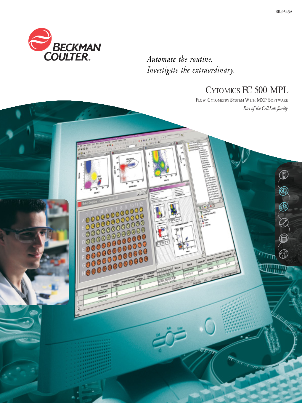 CYTOMICS FC 500 MPL FLOW CYTOMETRY SYSTEM with MXP SOFTWARE Par T of the Cell Lab Family Automated Cellular and Bead-Based Multicolor Analysis