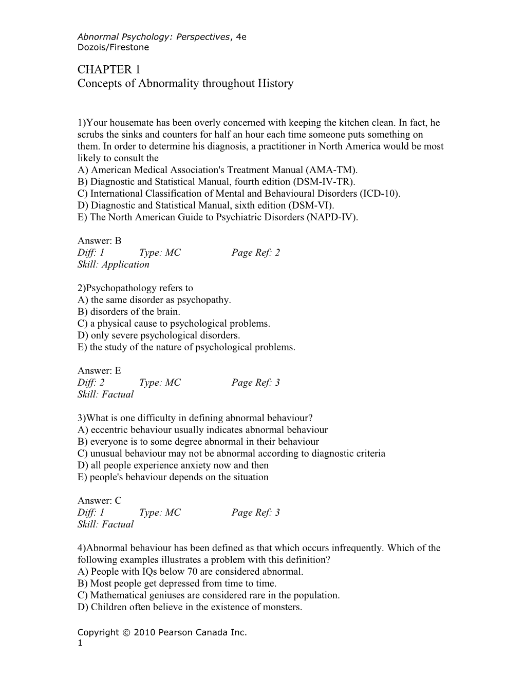 Concepts of Abnormality Throughout History