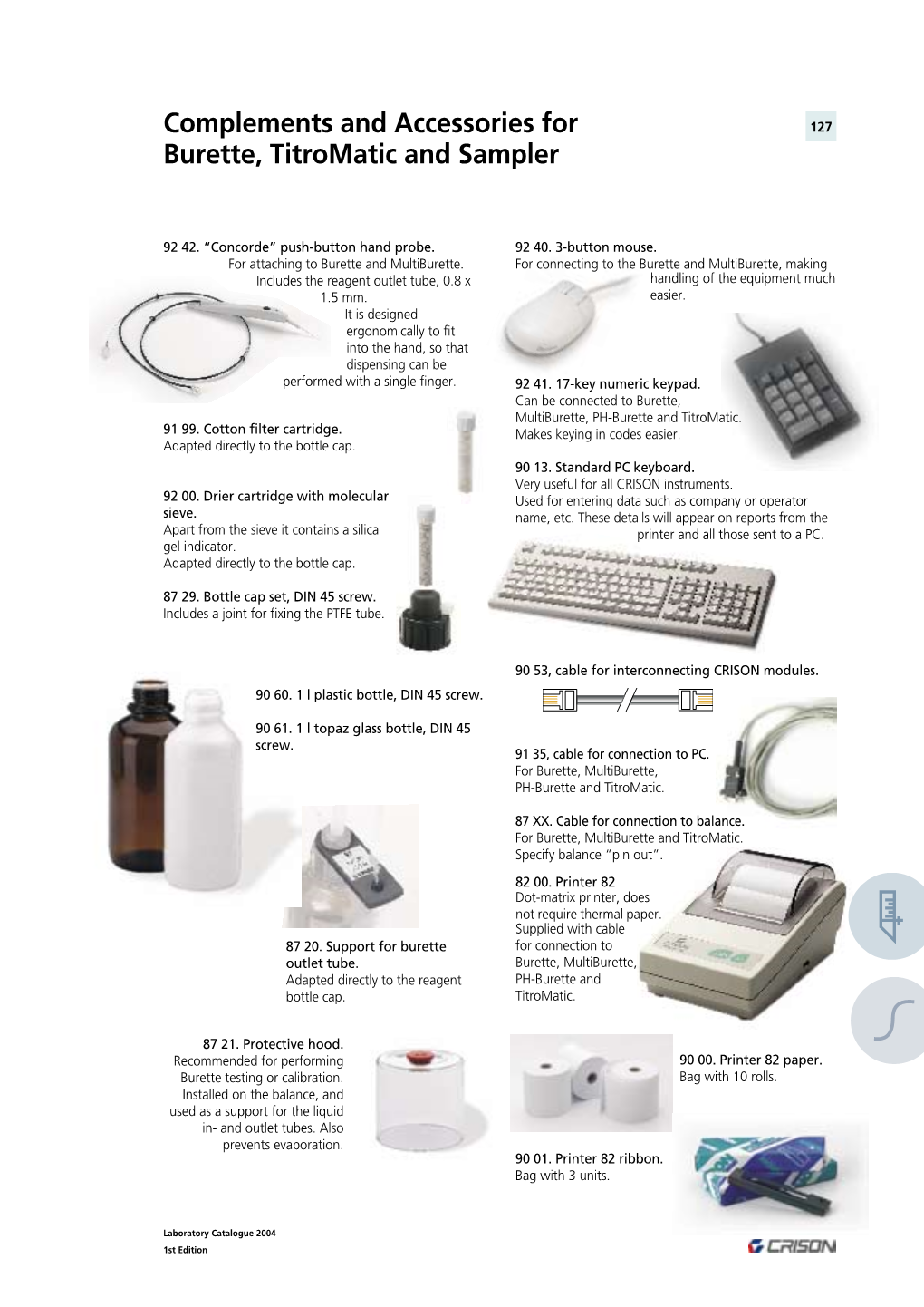 Complements and Accessories for Burette, Titromatic and Sampler