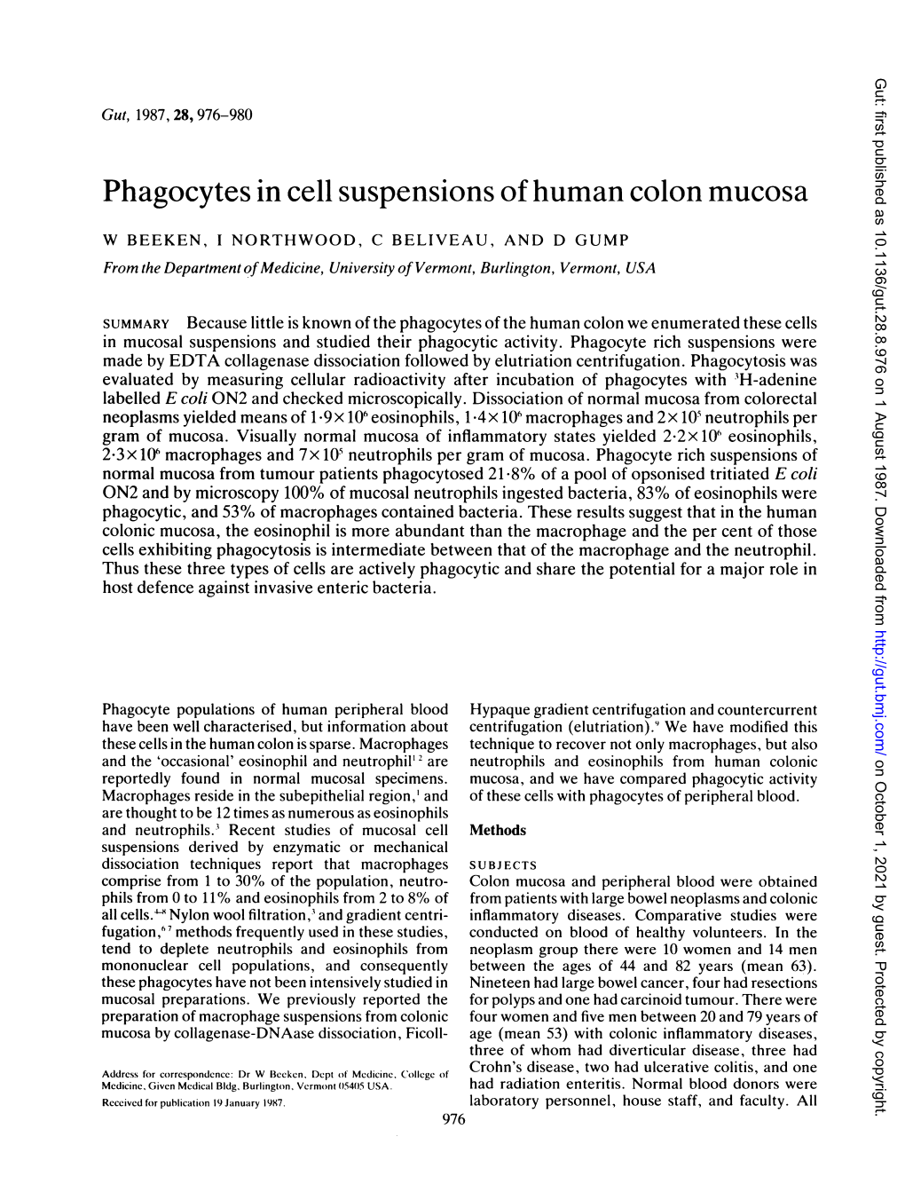 Phagocytes in Cell Suspensions of Human Colon Mucosa