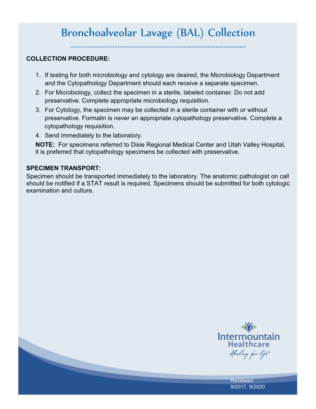 Non-GYN Specimen Collection for Cytology