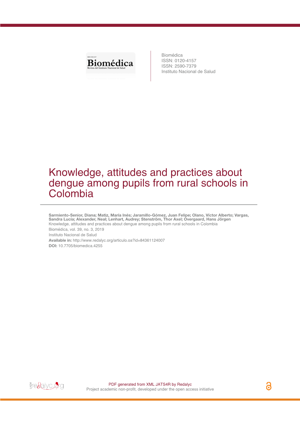 Knowledge, Attitudes and Practices About Dengue Among Pupils from Rural Schools in Colombia