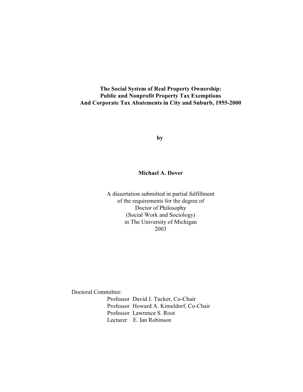 Public and Nonprofit Property Tax Exemptions and Corporate Tax Abatements in City and Suburb, 1955-2000