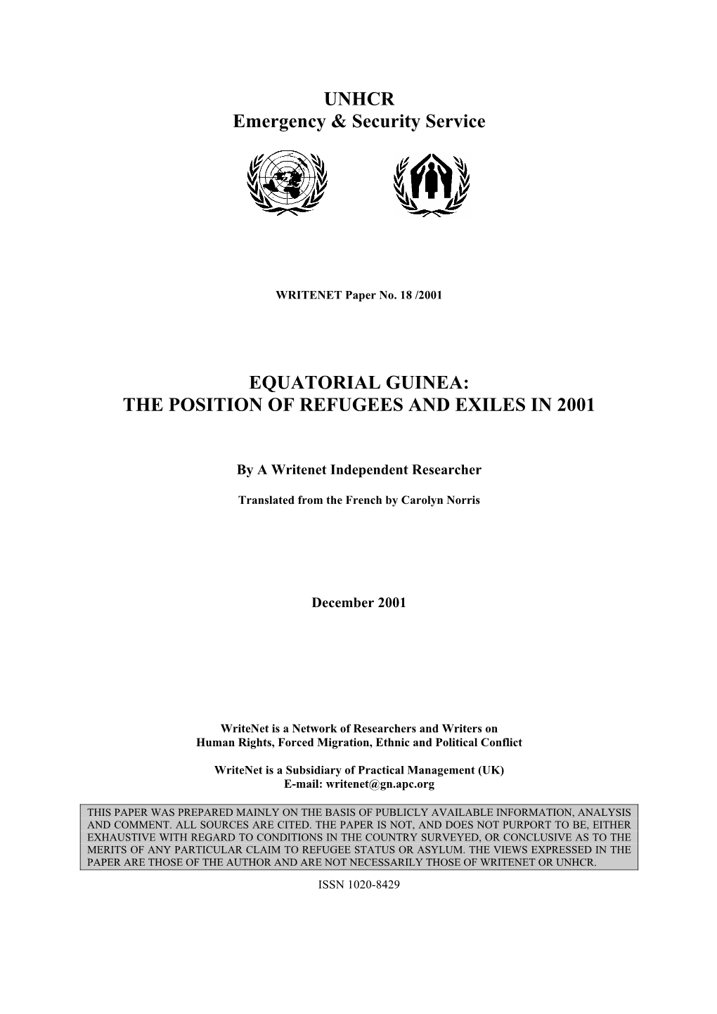 Equatorial Guinea: the Position of Refugees and Exiles in 2001