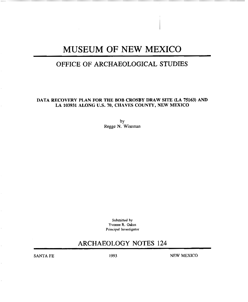 Museum of New Mexico Office of Archaeological Studies