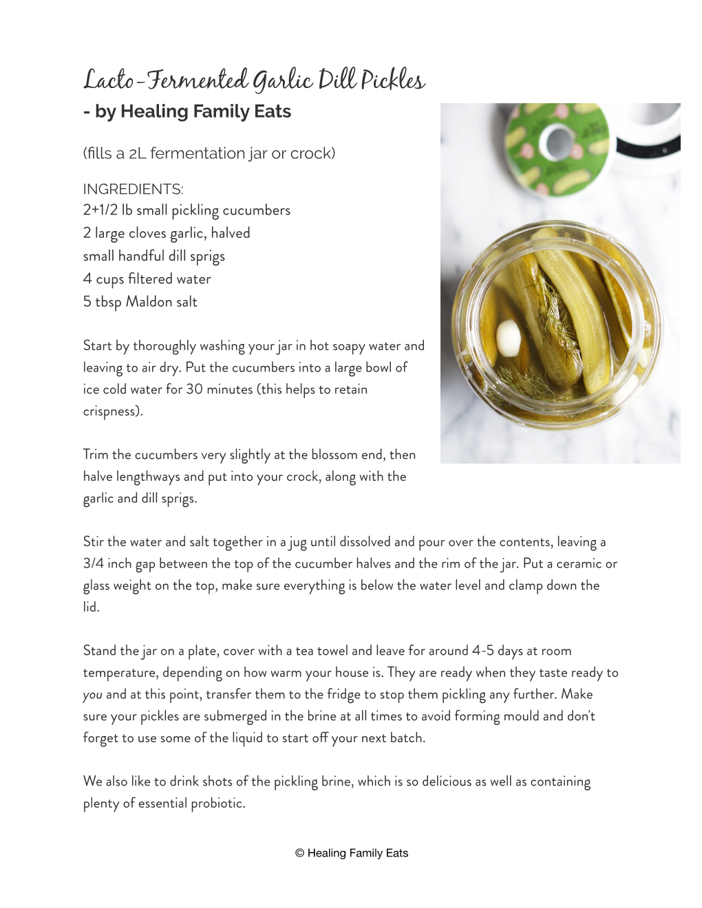 Lacto-Fermented Garlic Dill Pickles - by Healing Family Eats