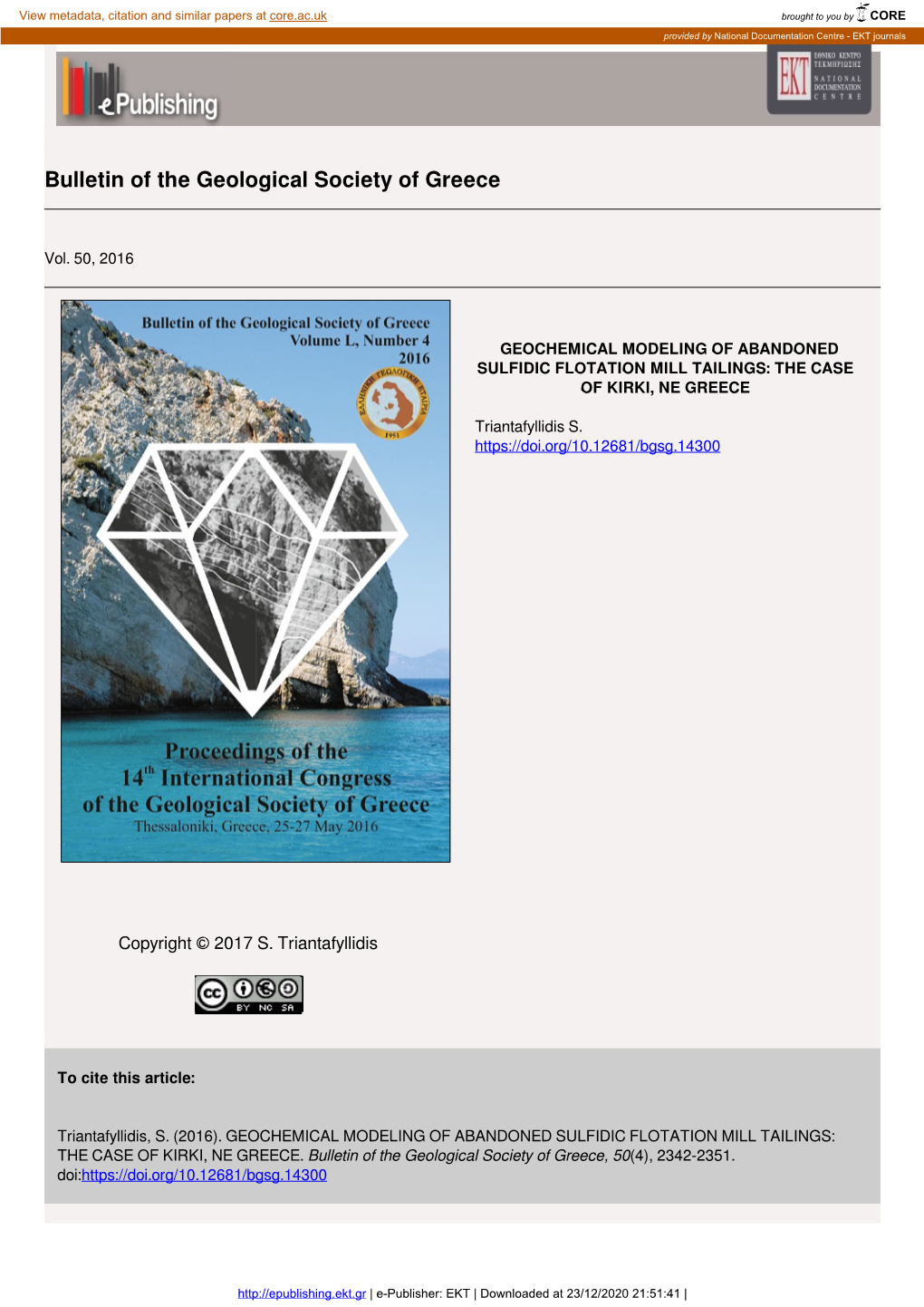 Bulletin of the Geological Society of Greece