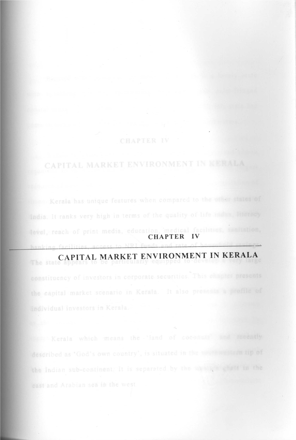 Capital Market Environment in Kerala Chapter Iv