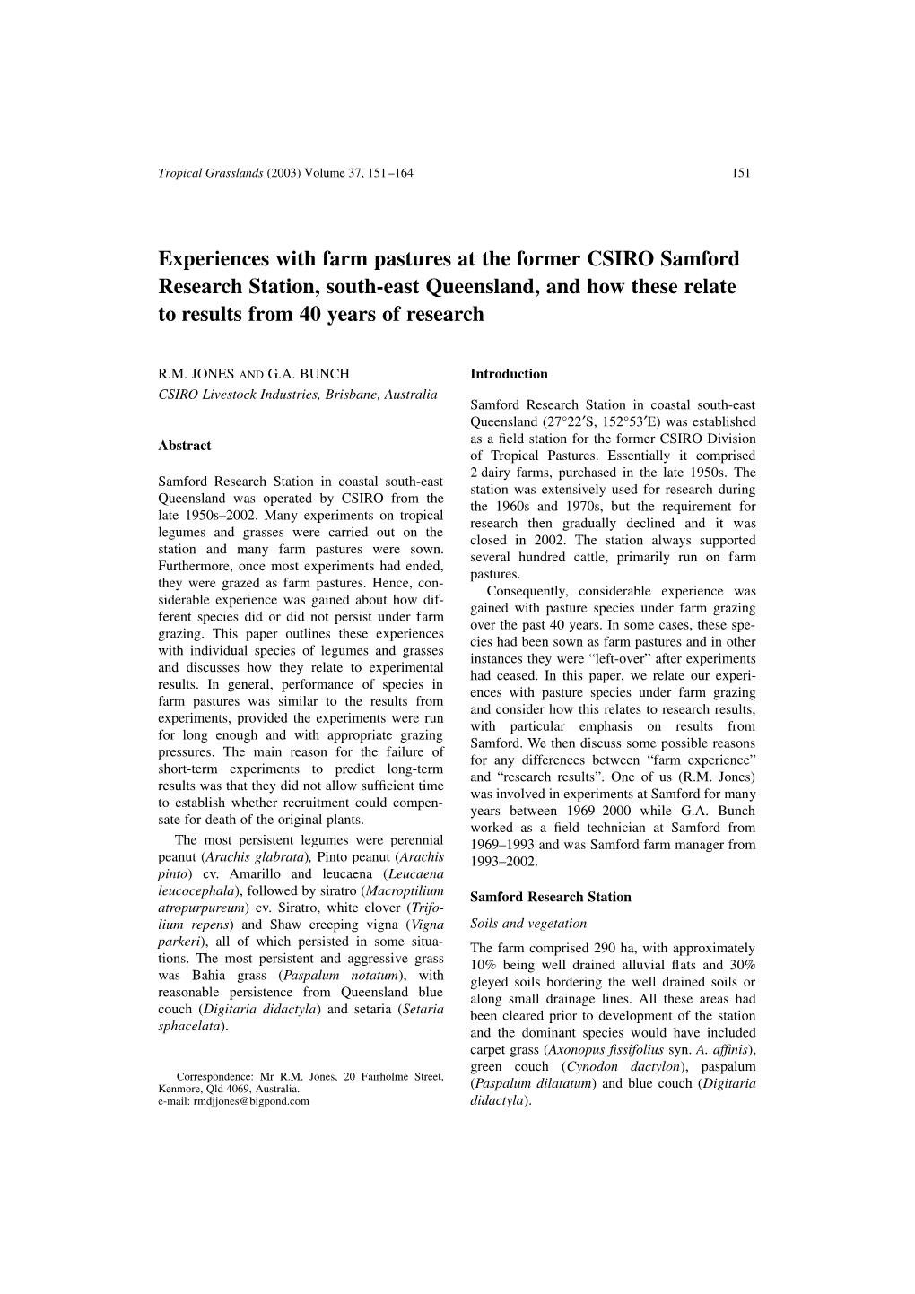 Experiences with Farm Pastures at the Former CSIRO Samford Research Station, South-East Queensland, and How These Relate to Results from 40 Years of Research