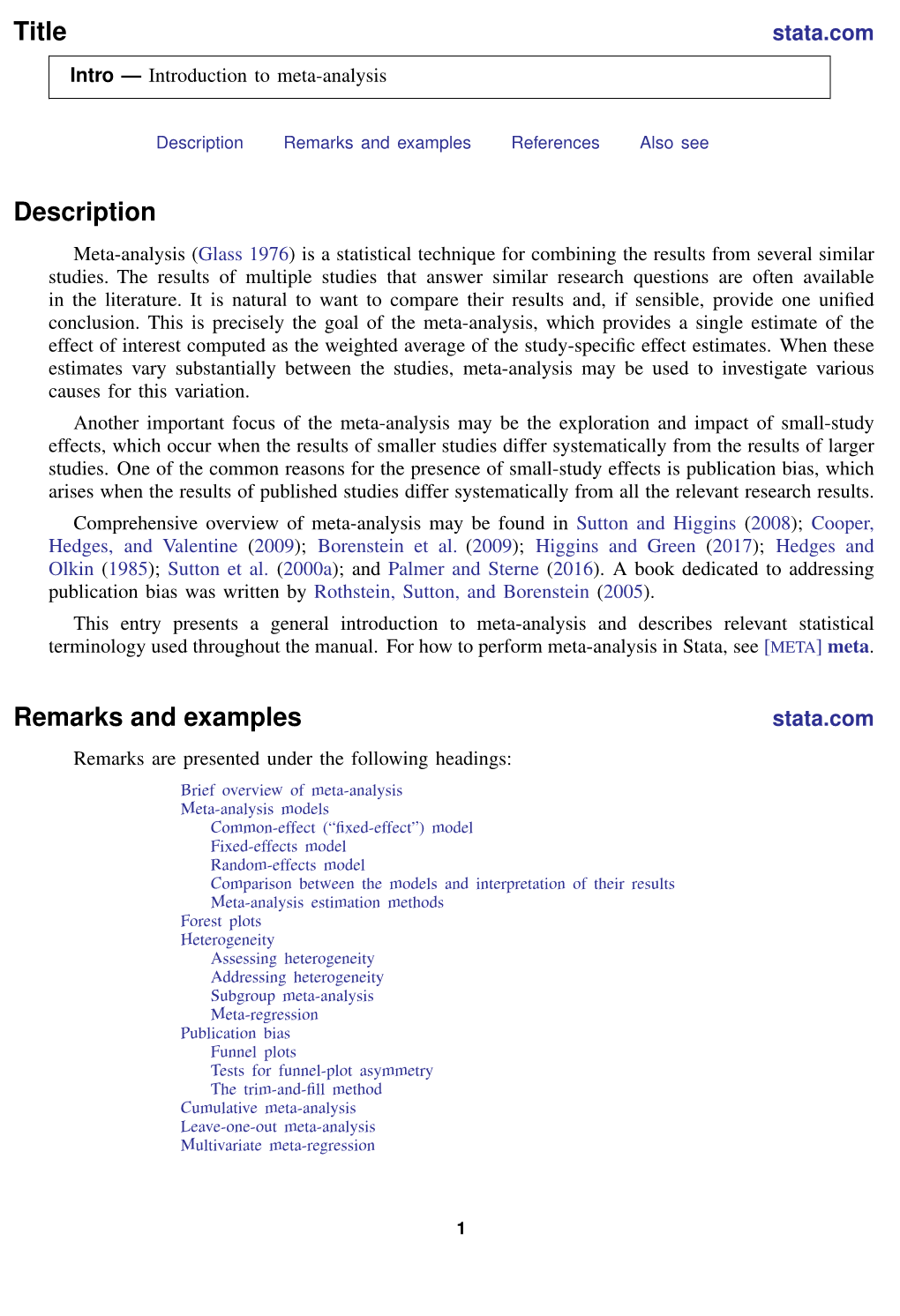 Meta-Analysis Estimation Methods