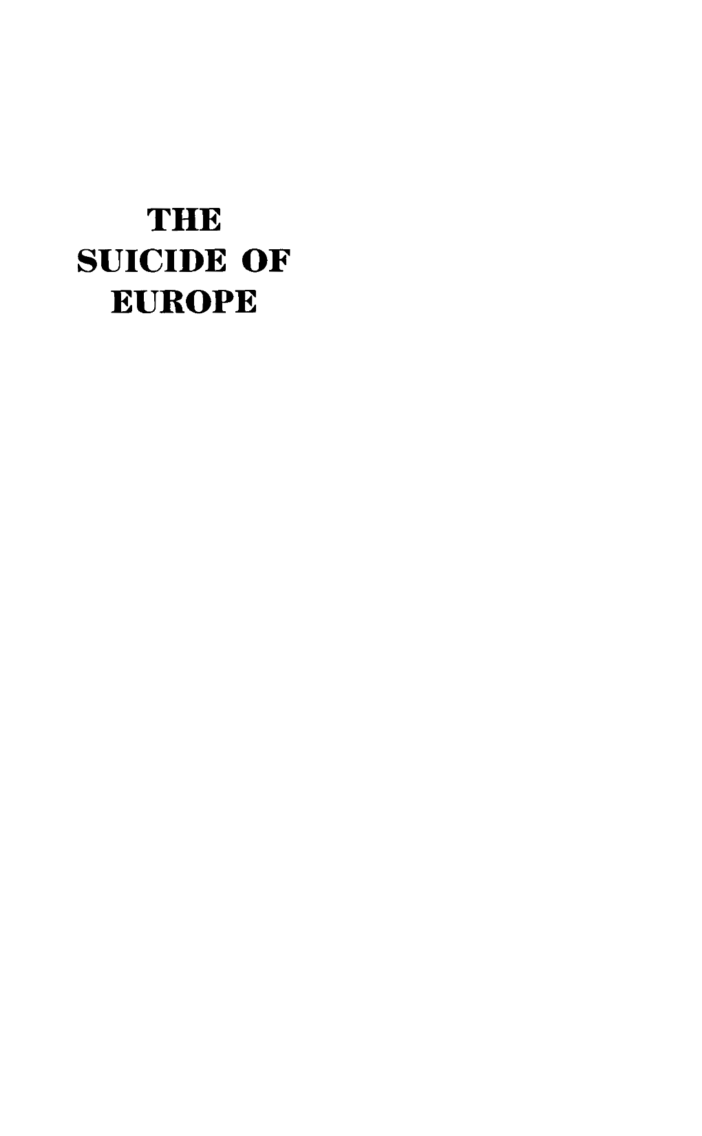 The Suicide of Europe Books by Prince Michel Sturdza