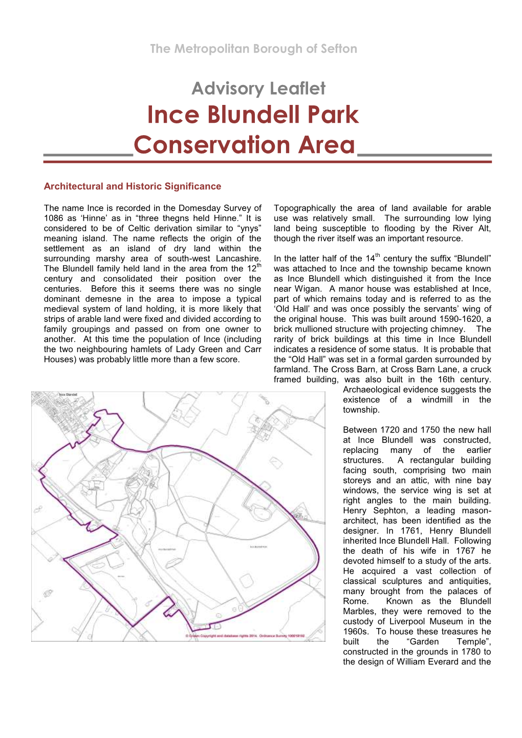 Ince Blundell Park Conservation Area Advisory Leaflet