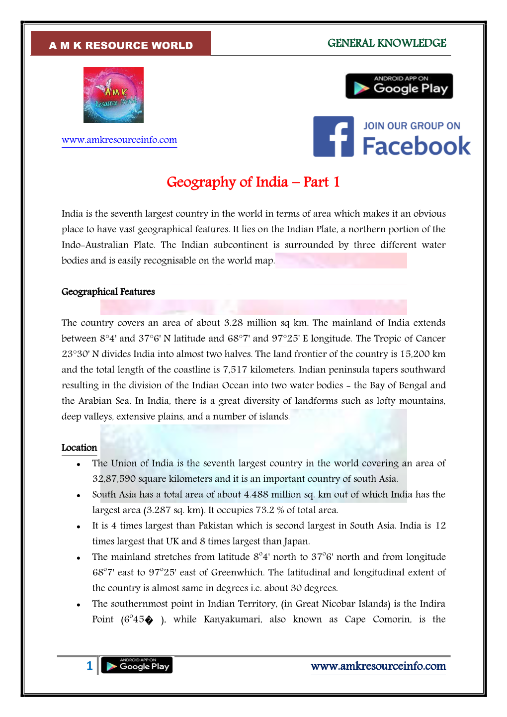 Geography of India – Part 1