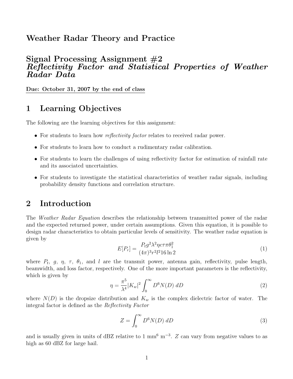 Weather Radar Theory and Practice Signal Processing Assignment #2