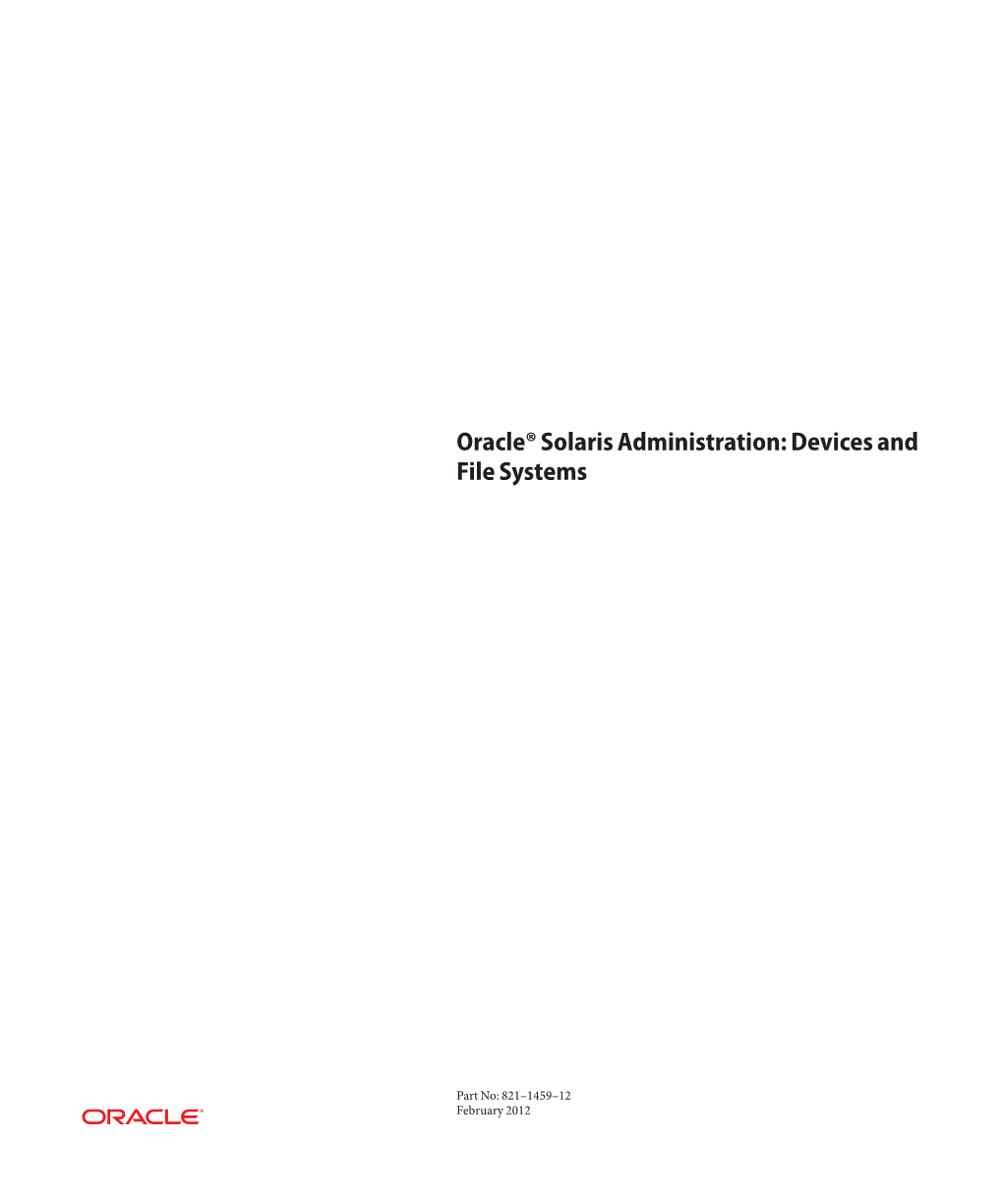 Oracle Solaris Administration Devices and File Systems