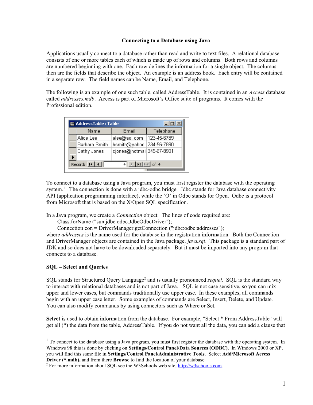 Connecting to a Database