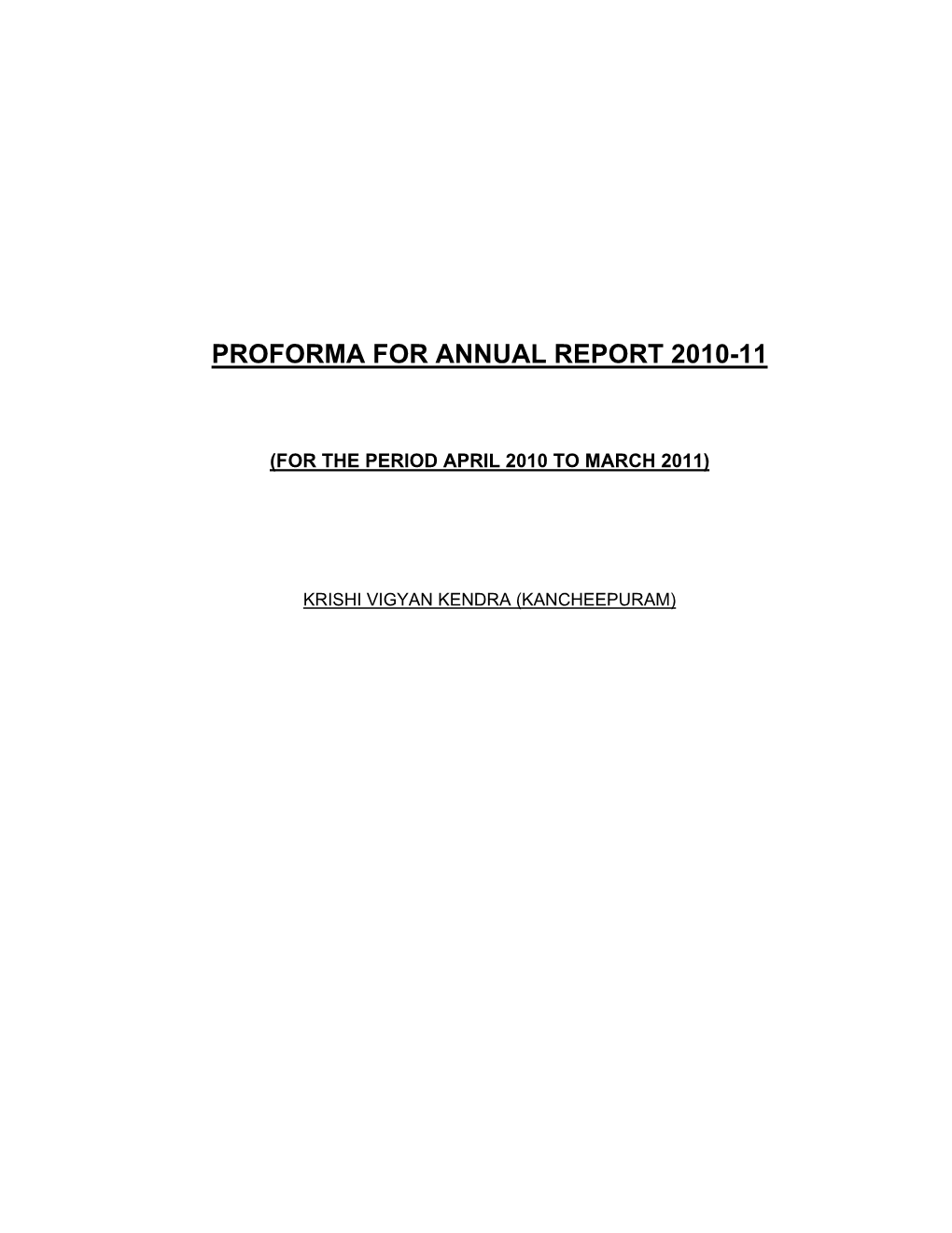 Proforma for Annual Report 2010-11