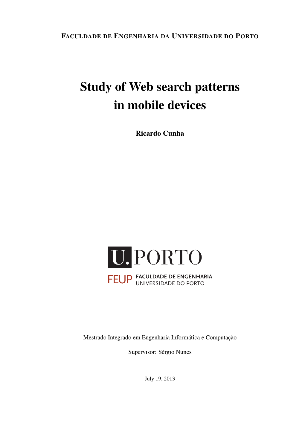 Study of Web Search Patterns in Mobile Devices