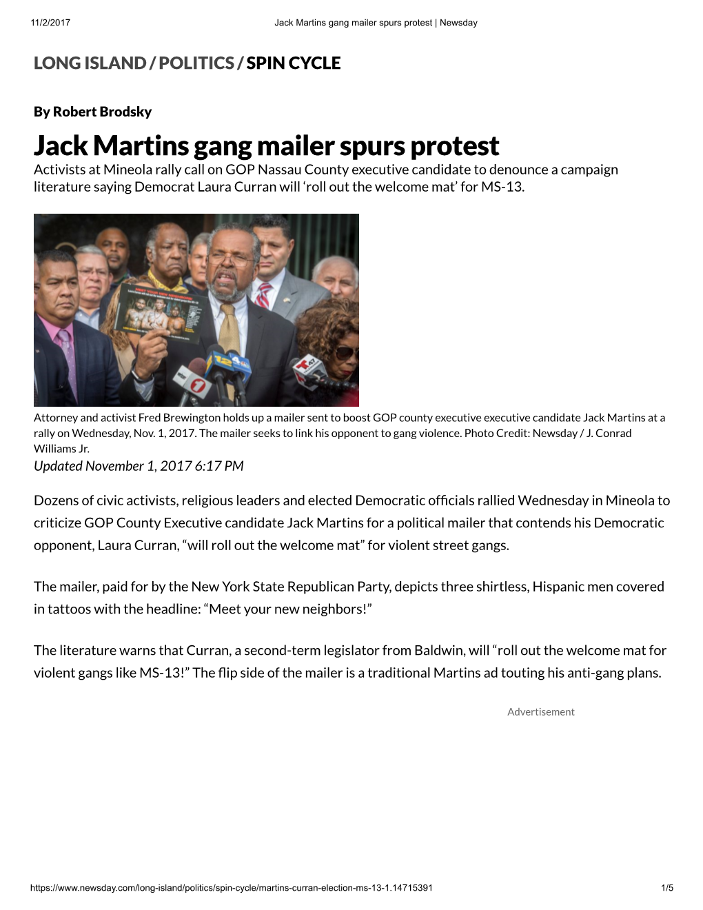Jack Martins Gang Mailer Spurs Protest | Newsday