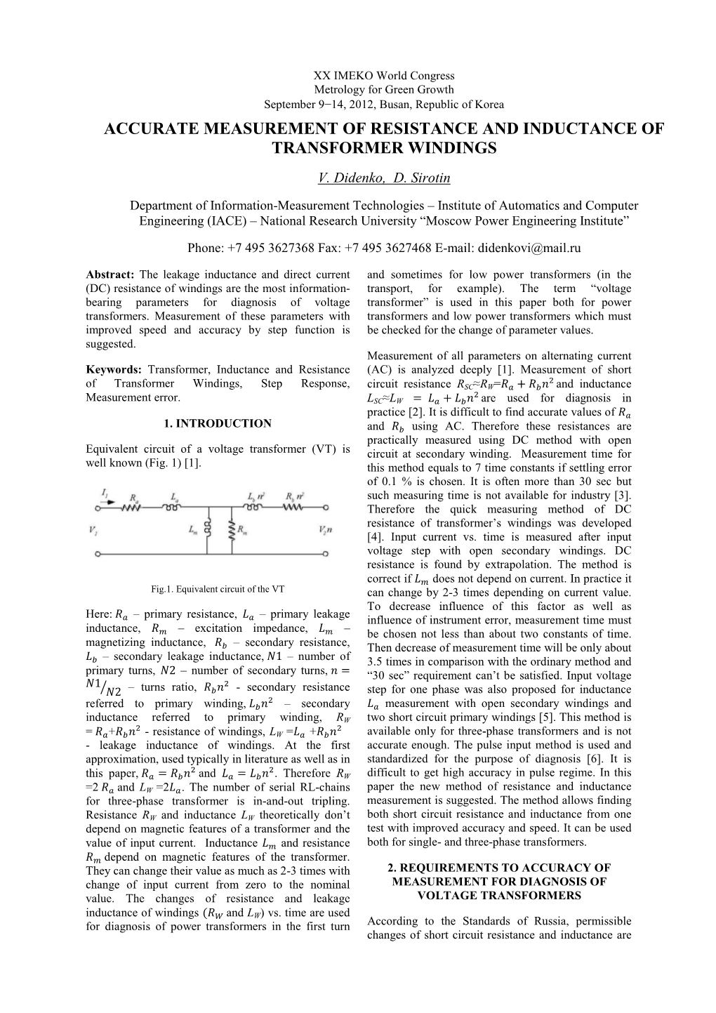 Accurate Measurement of Resistance and Inductance of Transformer Windings V