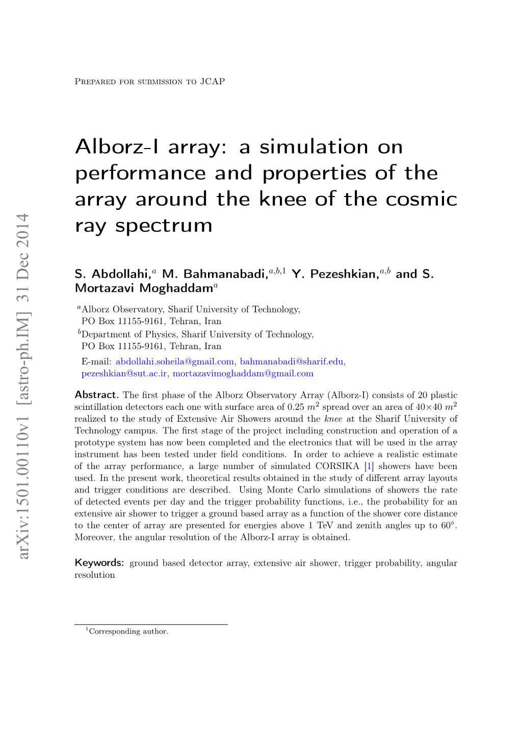 Alborz-I Array: a Simulation on Performance and Properties of the Array Around the Knee of the Cosmic Ray Spectrum