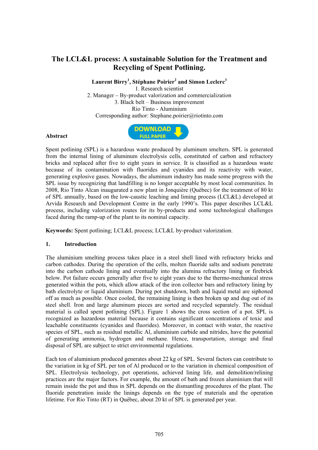 A Sustainable Solution for the Treatment and Recycling of Spent Potlining