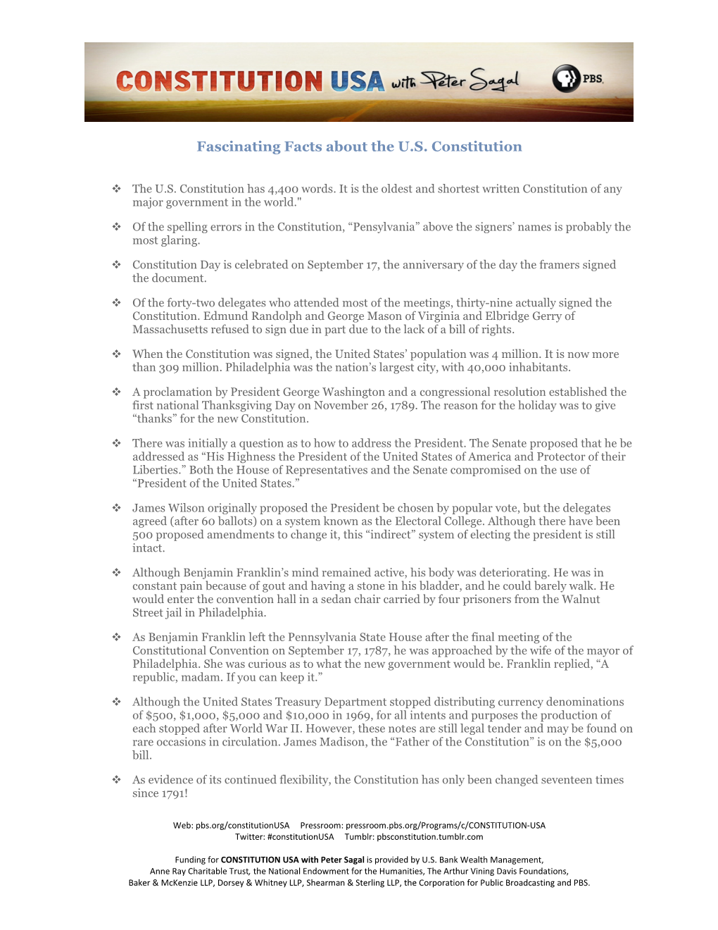 Fascinating Facts About the U.S. Constitution