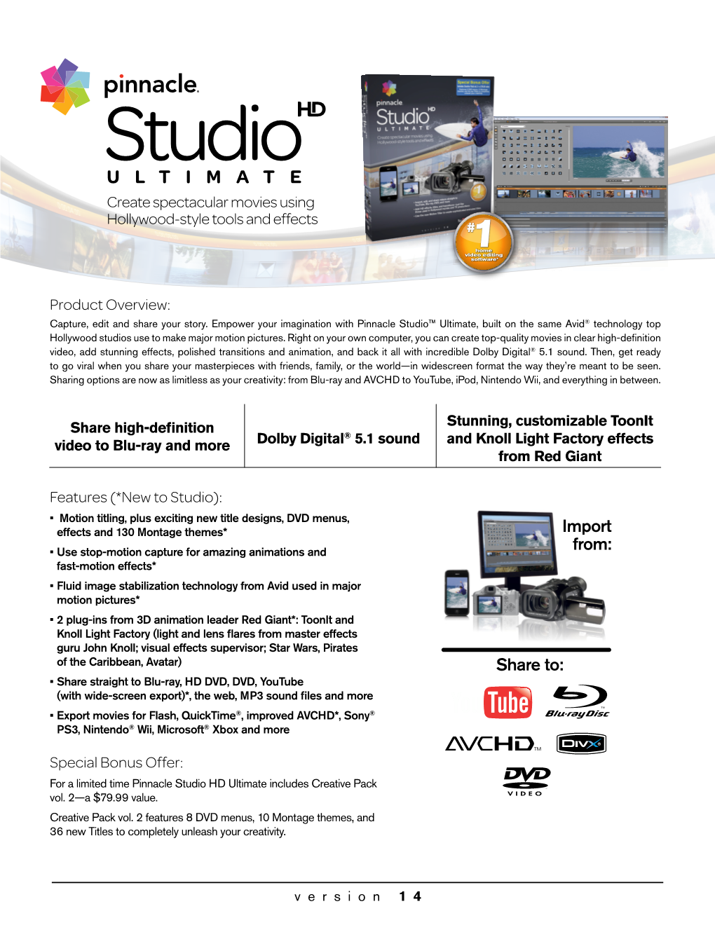 Product Overview: Features (*New to Studio): Special Bonus Offer