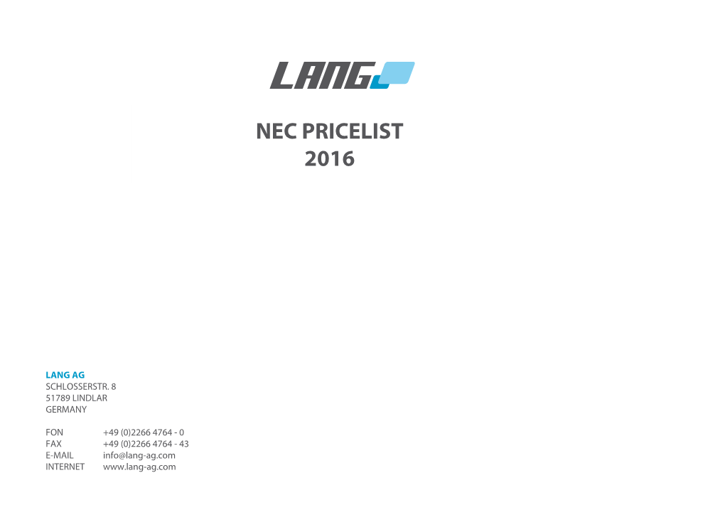 Nec Pricelist 2016