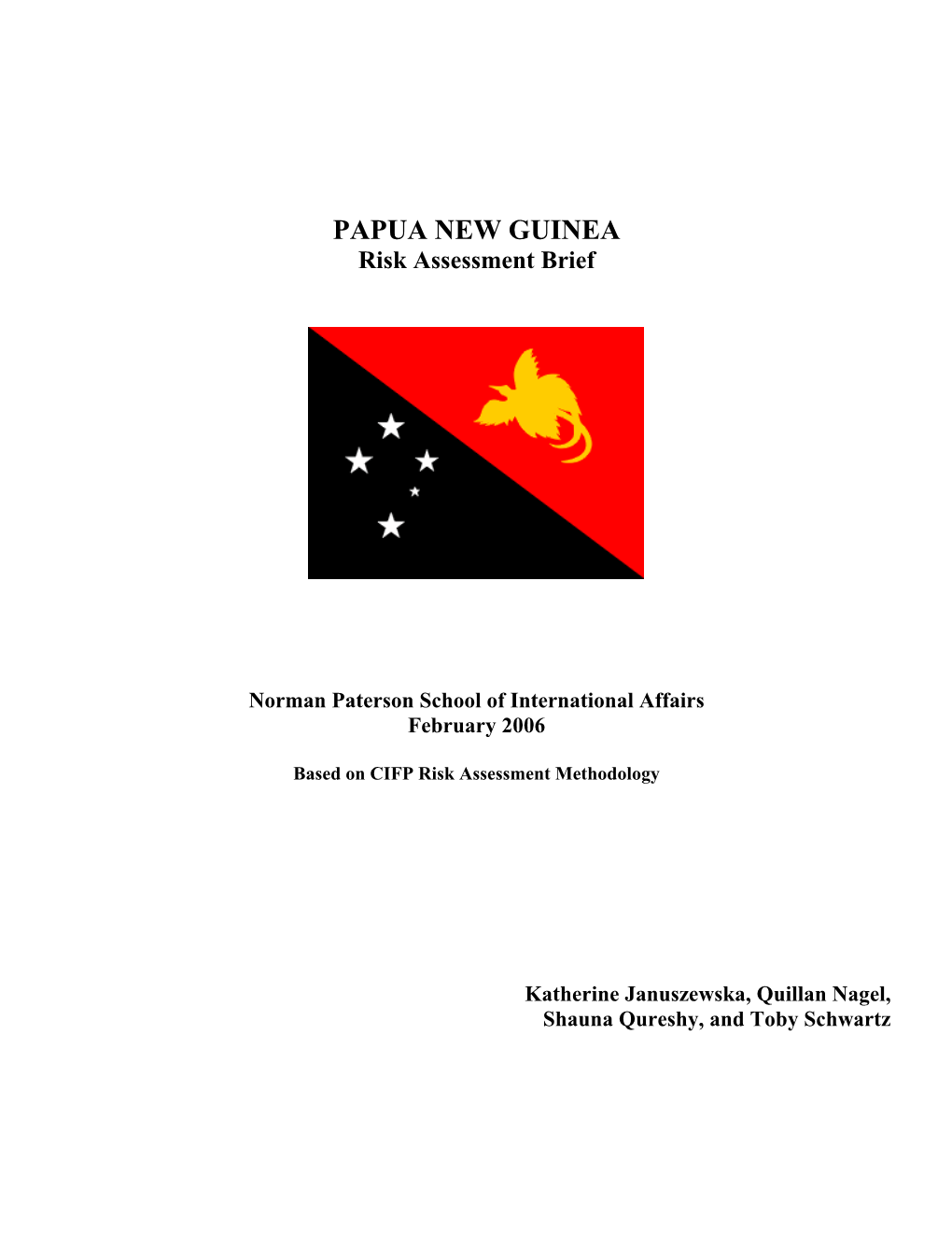 Papua New Guinea : a Risk Assessment Brief
