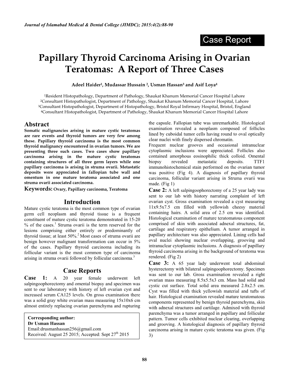 Papillary Thyroid Carcinoma Arising in Ovarian Teratomas: a Report of Three Cases