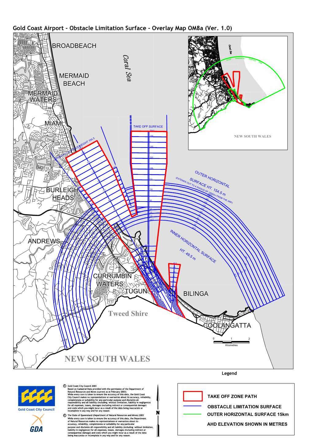 Gold Coast Airport - Obstacle Limitation Surface - Overlay Map Om8a (Ver