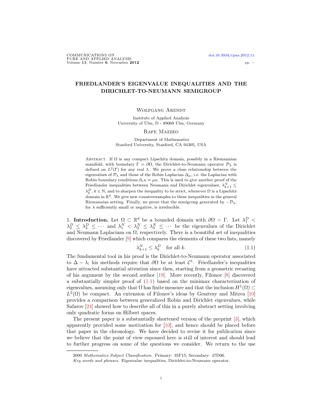 Friedlander's Eigenvalue Inequalities and The