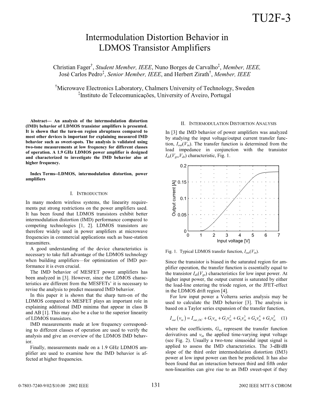 Intermodulation Distortion Behavior in LDMOS Transistor Amplifiers