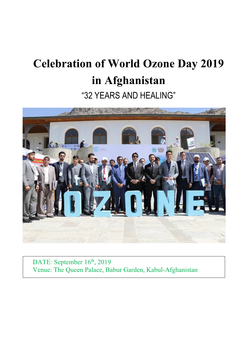 Celebration of World Ozone Day 2019 in Afghanistan “32 YEARS and HEALING”