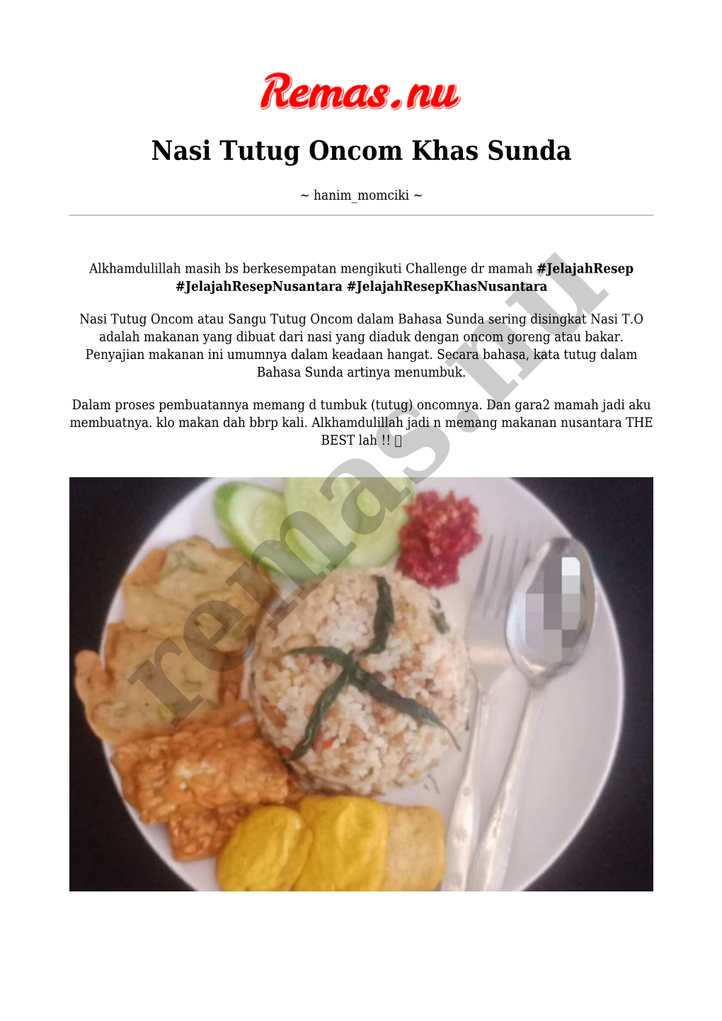 Nasi Tutug Oncom Khas Sunda