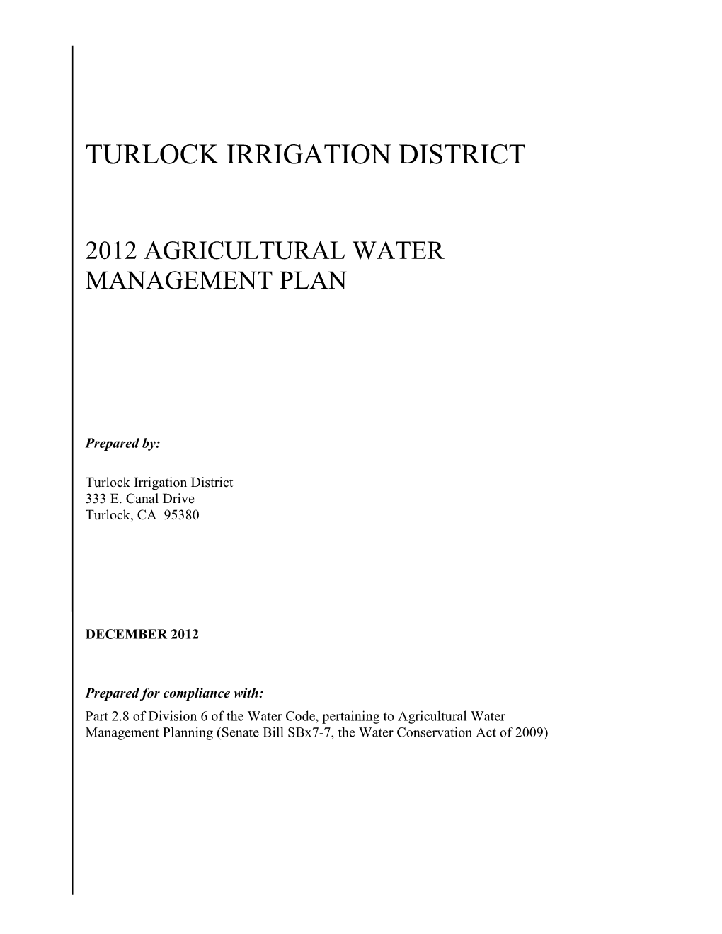 2012 Agricultural Water Management Plan
