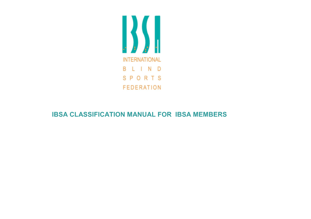 IBSA Classification Manual for Members