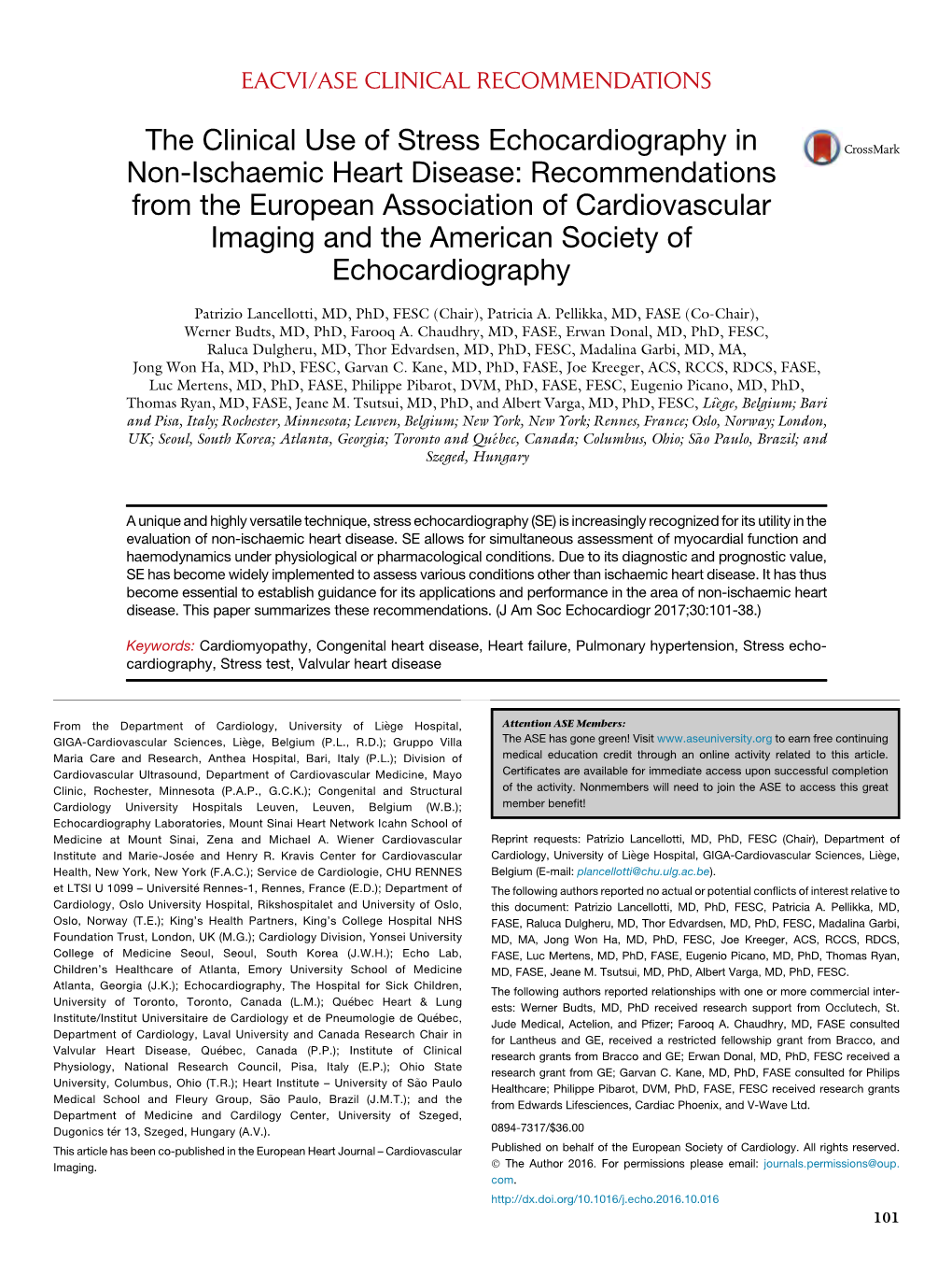 The Clinical Use of Stress Echocardiography in Non-Ischaemic