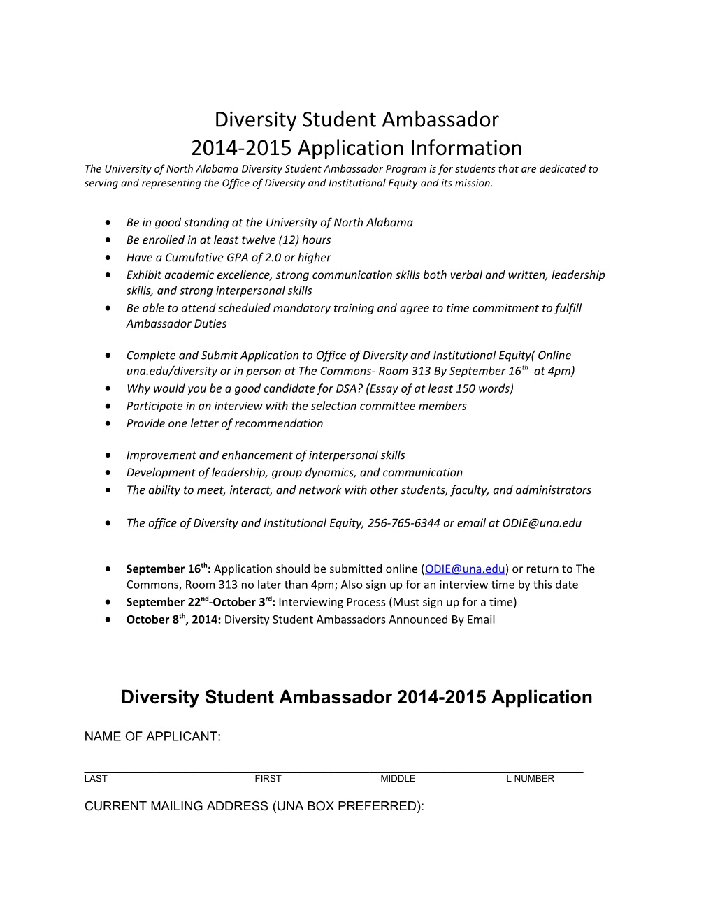 Diversity Student Ambassador