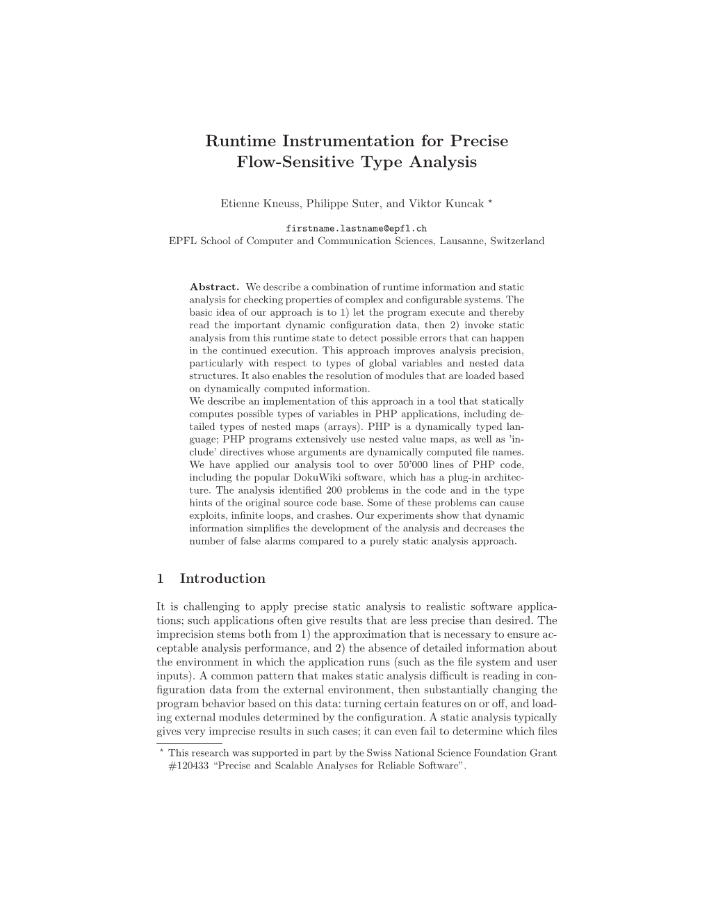 Runtime Instrumentation for Precise Flow-Sensitive Type Analysis