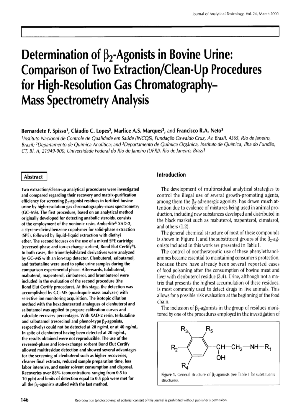 32-Agonists in Bovine Urine: Comparison of Two