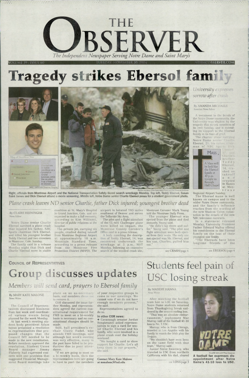 O B S E R V E R Tragedy Strikes Ebersol Family